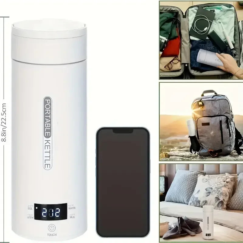 500ml Mini Kettle Electric Travel Kettle 4 Temperatures Portable Kettle Fast Heating Cup for Coffee and Tea