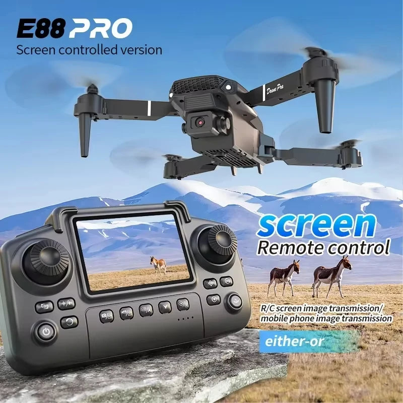 Drones Toys Gifts 8K HD Dual Camera 2026 E88 Plus Mini Foldable GPS Brushless Motor Obstacle Avoidance RC Quadcopter LED For IOS