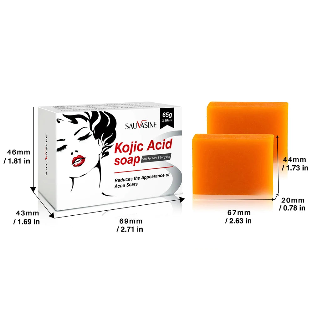 2Pcs Kojic Acid Handmade Soap Natural Mild Deep Cleansing Brightens and Moisturizes Kojic Cleansing Essential Soap Skin Care