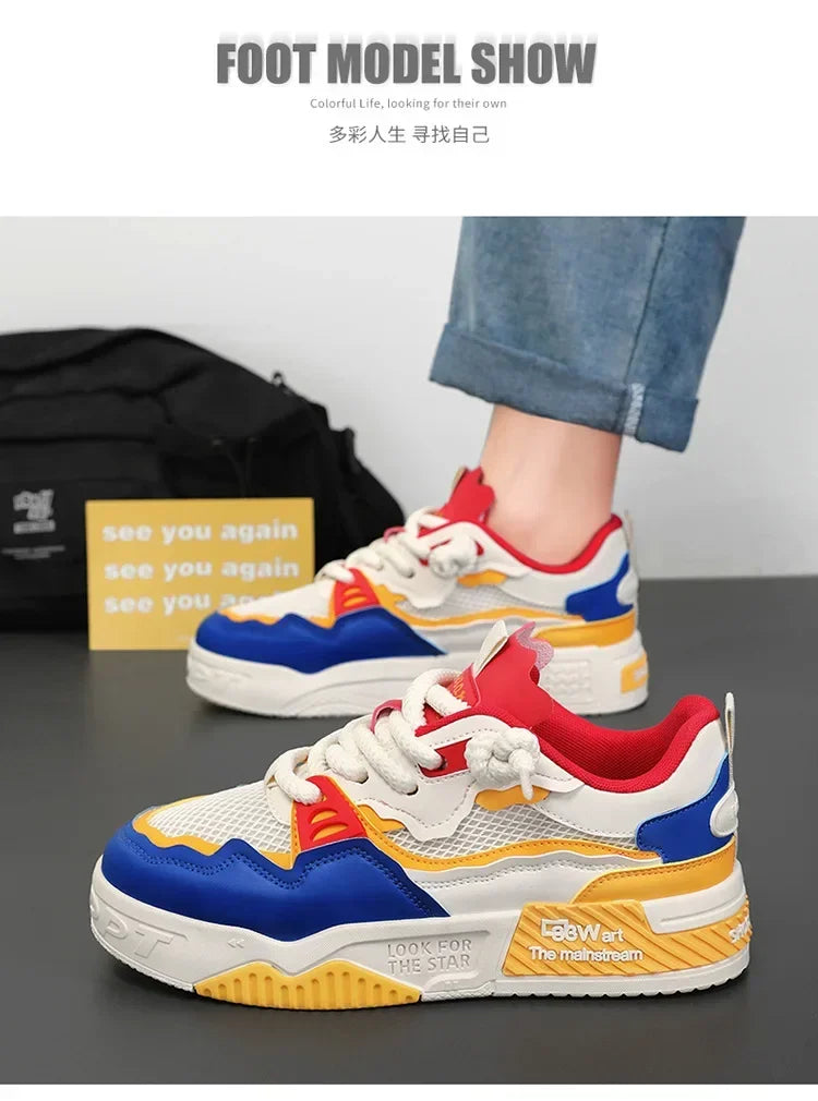 2025 new large-sized men's shoes, all-season fashion and versatile, soft-soled white sneakers and sports shoes