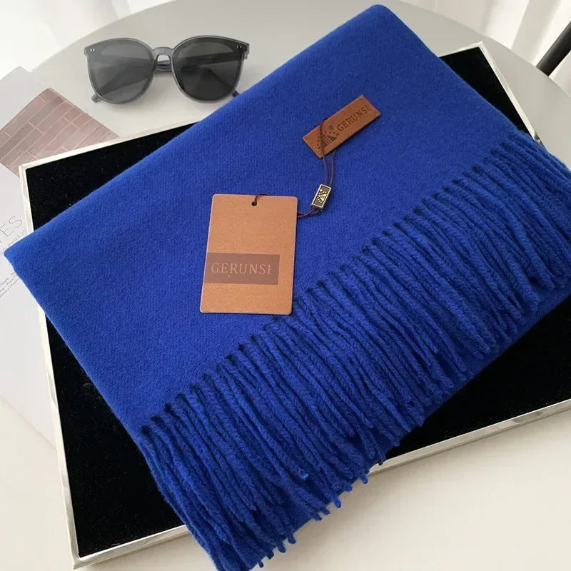 2024 Winter Cashmere Scarf Women Thick Warm Pashmina Shawls Wraps Solid Color Tassel Lady Blanket Echarpe Bufanda Hijab