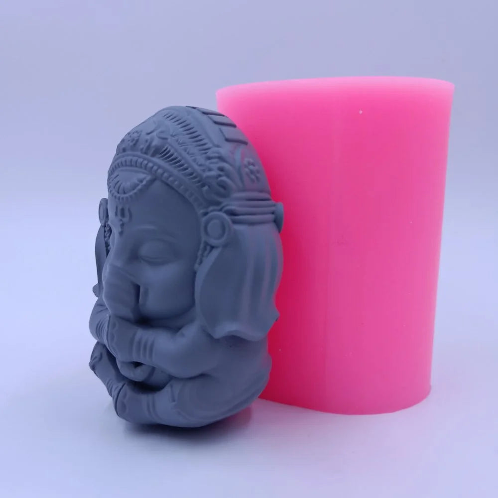1 Pcs 3D Ganesh Soap Candle Mold Mould Ganesha Silicone Mold For Candle Decorating Resin Epoxy Crafts Gyspum Statue Molds