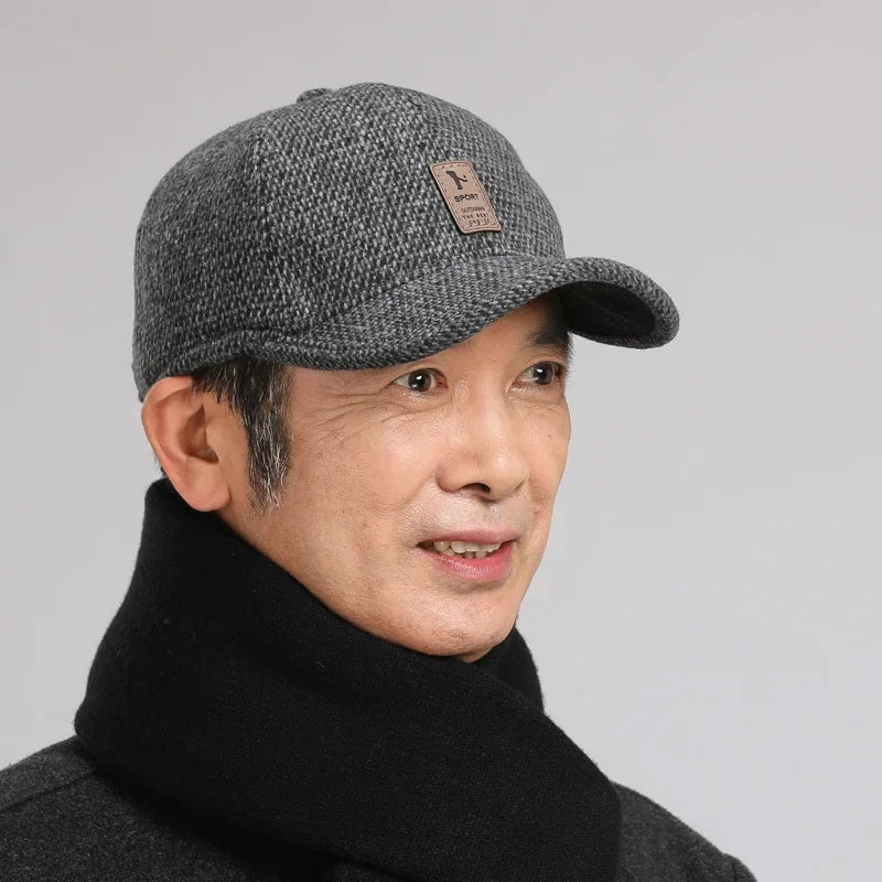 Baseball Cap Autumn Woolen Knitted Designer Men's Winter Cap Thicken Warm Hats with Earflaps Men's Brand Hats Dad Trucker Hats