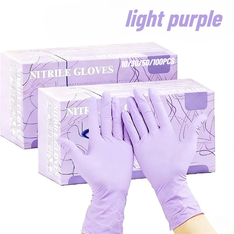 10-100PCS Disposable Light Purple Nitrile Gloves Latex Free Waterproof For Cleaning Hairdressing Dishwashing Tattoo Gloves