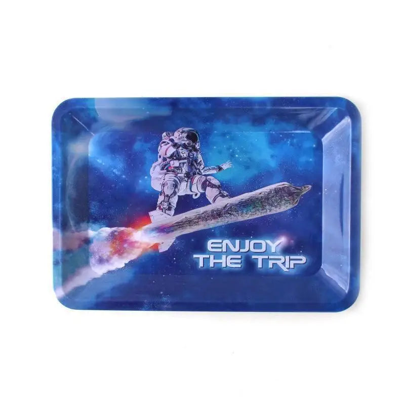 Cigar Rolling Tray Metal Storage Container Tinplate Household Supplies Accessories Size 18x12.5cm Storage Trays Various Patterns
