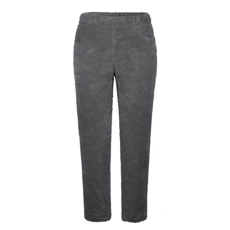Autumn Winter New Women's Clothing Solid Color Loose Elastic Waist Plush Trousers