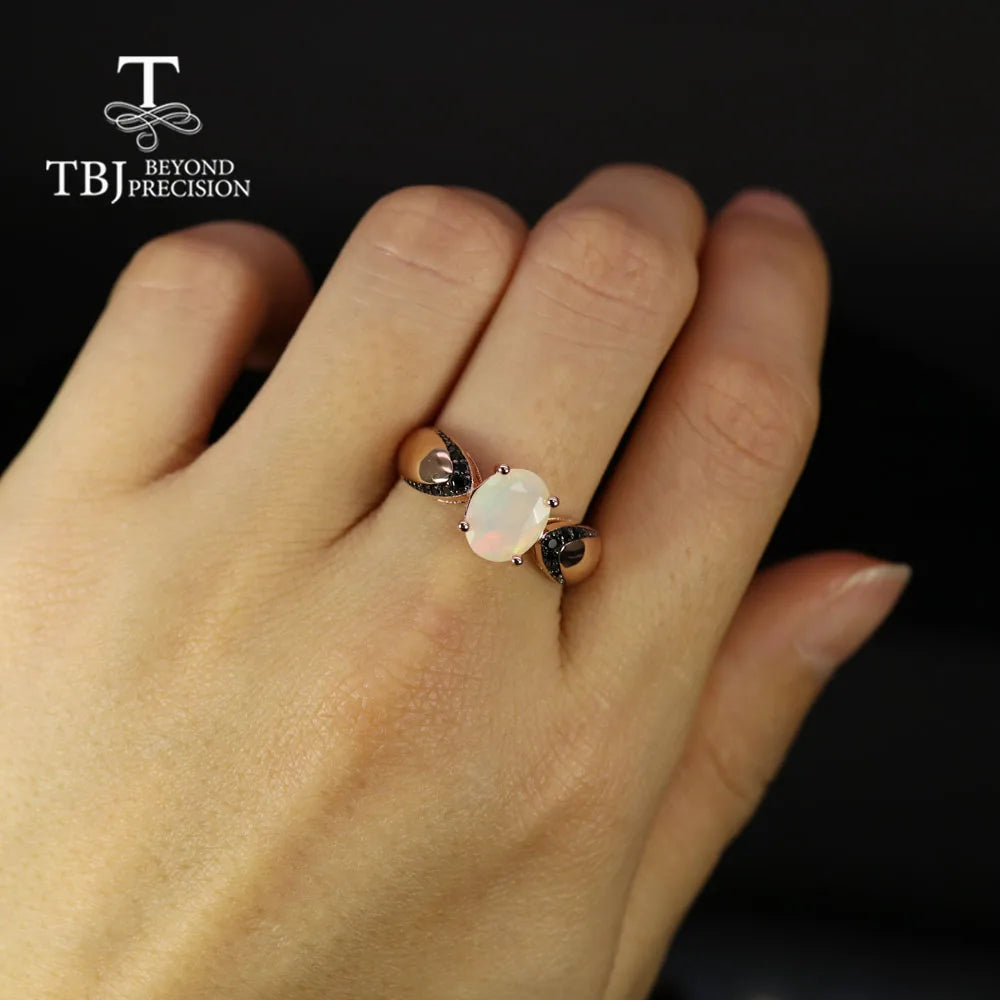 2026,Natural Ethiopia Opal Ring earrings Jewelry Set 925 sterling silver simple fashion design for women anniversary gift