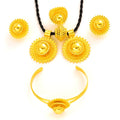 Ethiopian  Jewelry 2pcs Pendant/Necklace/Earring/Ring/Bracelet Gold Color Eritrea Set Man Women's Habesha Wedding Party Gift