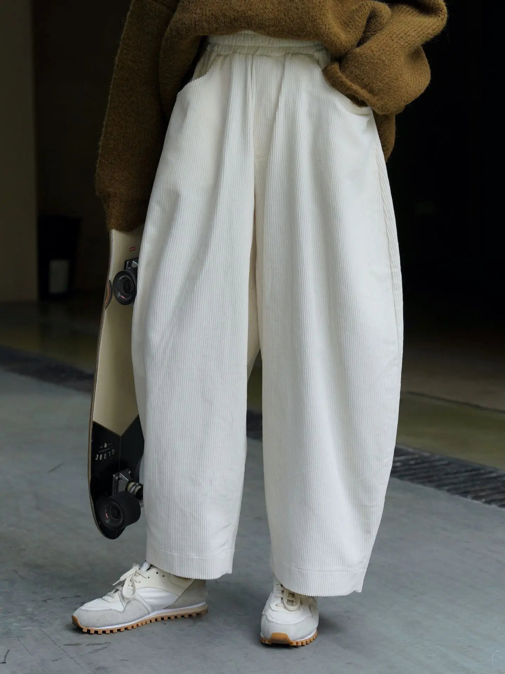 2025 Women Spring Fashion Big Wide Leg Pants Stretch High Waist Corduroy Pants Fashion Clothes 100% Cotton Pants Female Trousers
