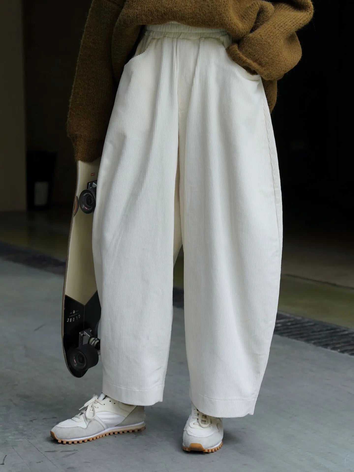 2025 Women Spring Fashion Big Wide Leg Pants Stretch High Waist Corduroy Pants Fashion Clothes 100% Cotton Pants Female Trousers