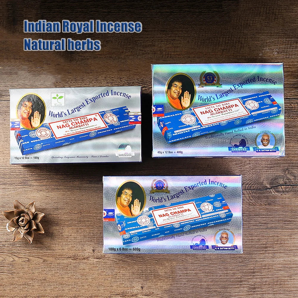 12 boxes, Indian handmade bamboo sticks incense, NAG CHAMPA natural incense, Anti-Odor, meditation, Sleep aid, home fragrance