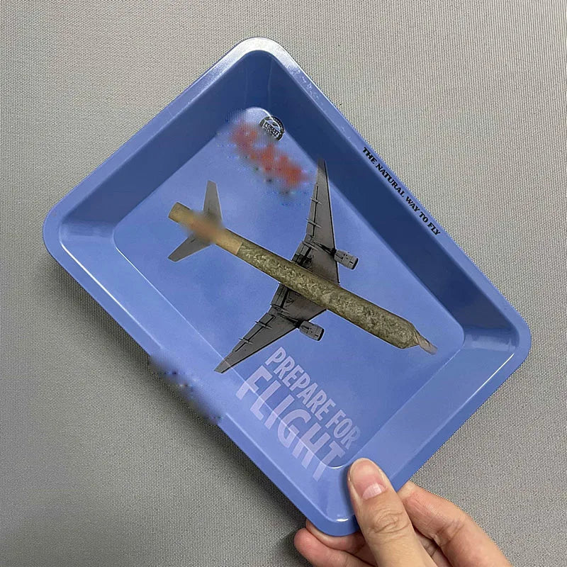 8x12.5cm Metal Tray Rolling Tobacco Container Smoking  Storage Tinplate Cigar Plate Tool Roller Case  Storage Trays
