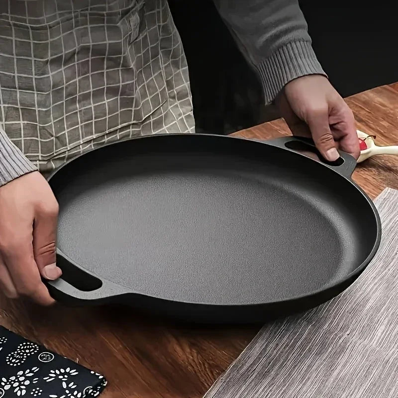 Cast Iron Frying Pan Non-stick Pan Pizza Egg Pancake Pot Vegetable Steak Skillet Home Kitchen Flat Pan Omelette Outdoor Cookware