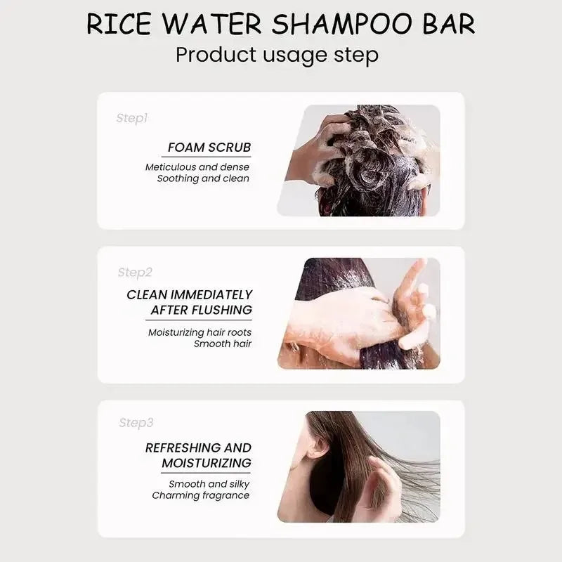 1/2/3pcs Organic Rice Shampoo Soap Bar Cleanses Oil Free Conditioning Soap Rice Water Protein Nourishing Hair Growth Soap Bar