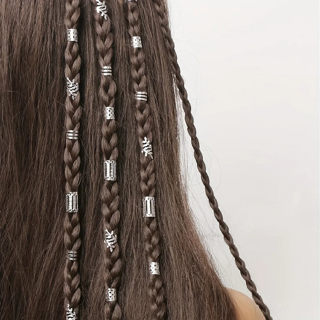 40pcs African Hair Braids mix Hair Braider Metal Hair Rings Beads Cuffs Tubes Charms Hollow Out Dread Decoration Accessories