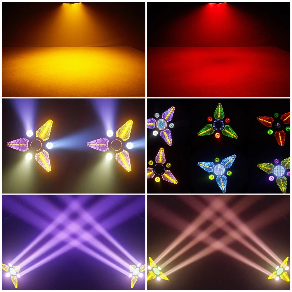3-Leaf Stage Retro LED COB Light 280W DMX Party Control Sound-Activated RGBW Pixel DJ Lighting for Disco Wedding Concert Club