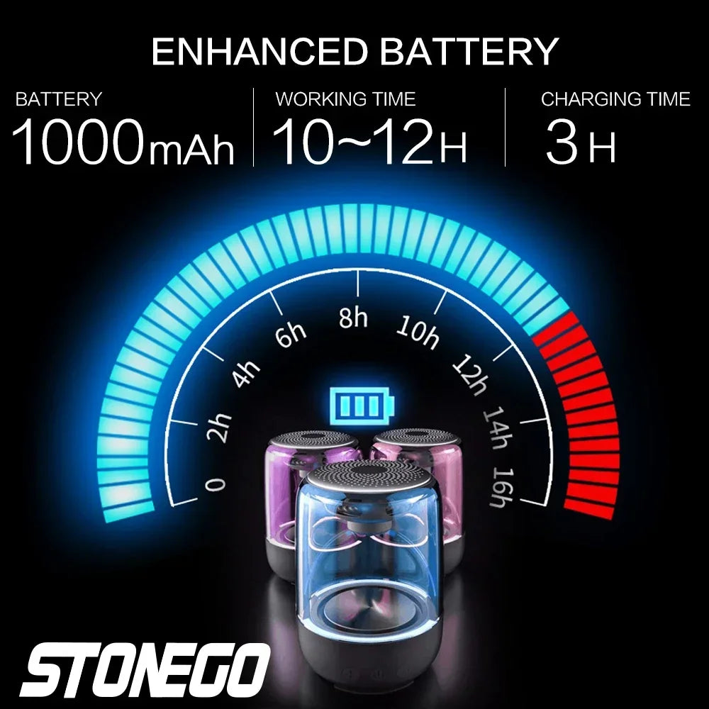 Colorful Portable Bluetooth Speaker Wireless Stereo TWS Transparent Crystal LED Music Player with TF Card
