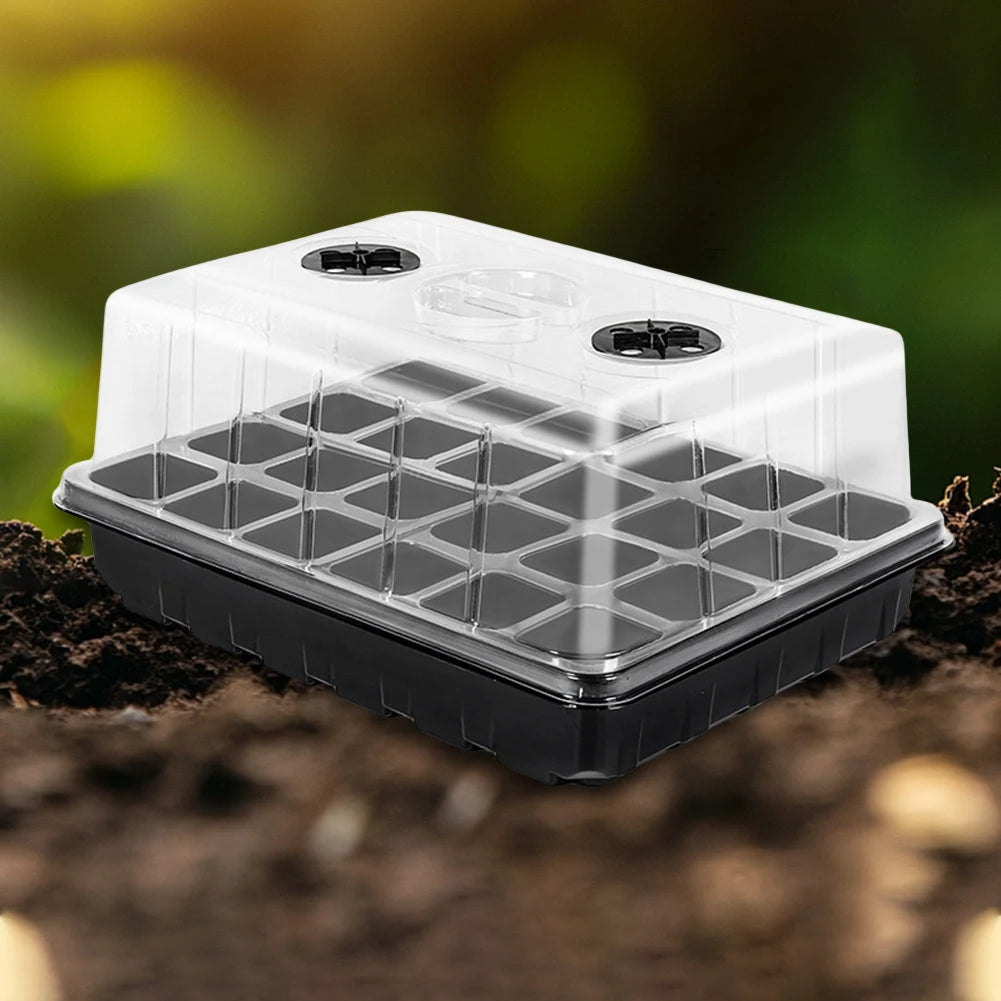 12/24/48 Holes Seed Starter Trays Gardening Seedling Pot Humidity Dome Plant Pot Garden Accessories Hydroponics Growing System