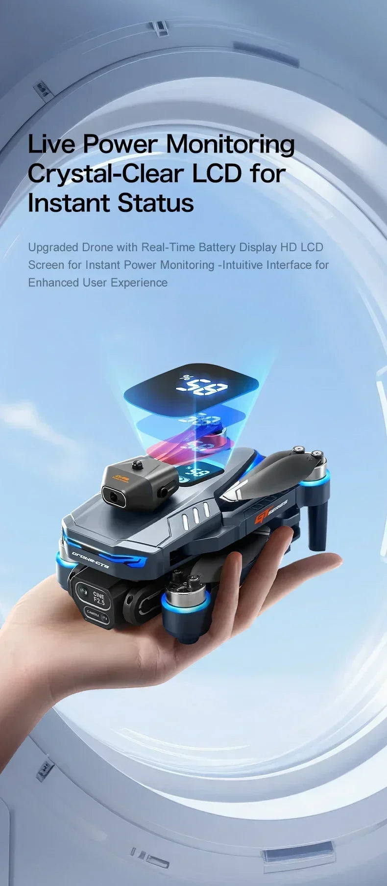 Drone 4K HD GT8 Camera Obstacle Avoidance Aerial Photography Brushless Drone with Screen Foldable RC Drone Quadcopter RTF