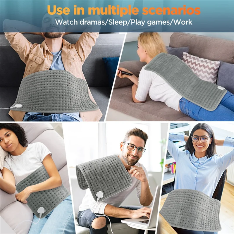 AA81-Heating Pad For Back Electric Heating Pad For Period Cramps Neck Shoulder Pain Relief 10Heating Levels 4Gears Timing EU Plu
