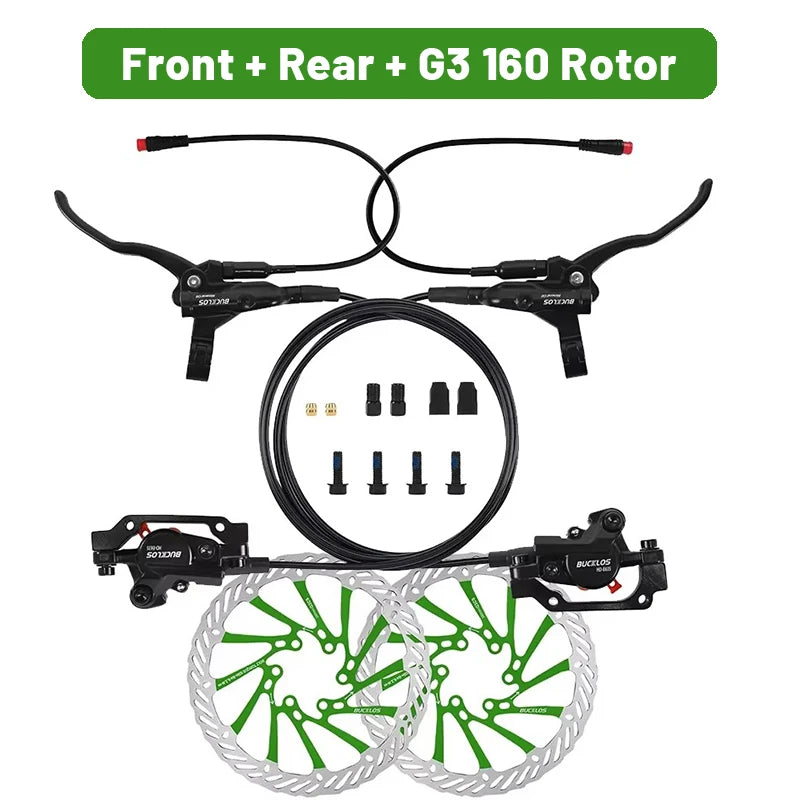 BUCKLOS Power Off Electric Bicycle Brakes 2 Piston with G3 Rotor E-Bike Hydraulic Disc Brake Set Aluminum Alloy Bike Brakes