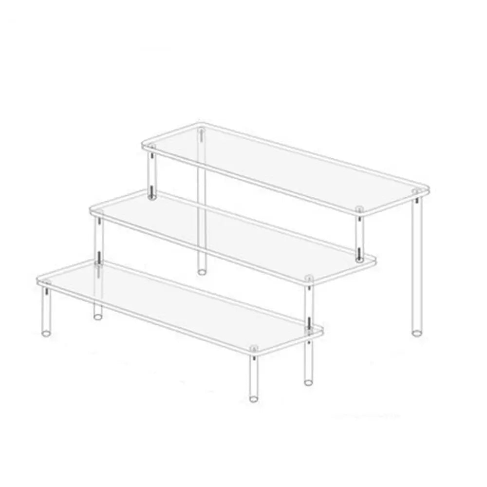 1-5 Tier Acrylic Display Stand Durable Display Rack For Cupcake Perfume Doll Transparent Trapezoidal Blind Box Storage Shelf