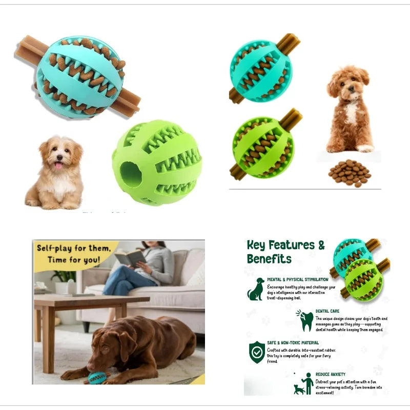 6CM 2PCS Dog Treat Ball Set – Interactive Rubber Food Toy for Puppies and Small Dogs, Relieves Boredom, Mental Stimulation