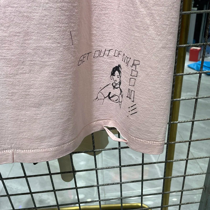 Best Quality Vintage Paly T Shirts Men Woman Spring Summer High Street Casual Round Neck Top Tee Short Sleeve Damaged Style