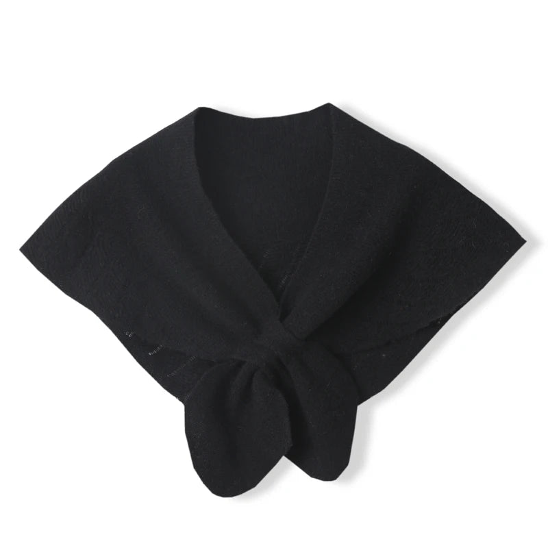 100%Wool Knitted Triangle Shawls Women Hollow Out Fashion Poncho Blouse Shoulder Fake Collar Cape Soft Warm Neck Scarves Girl