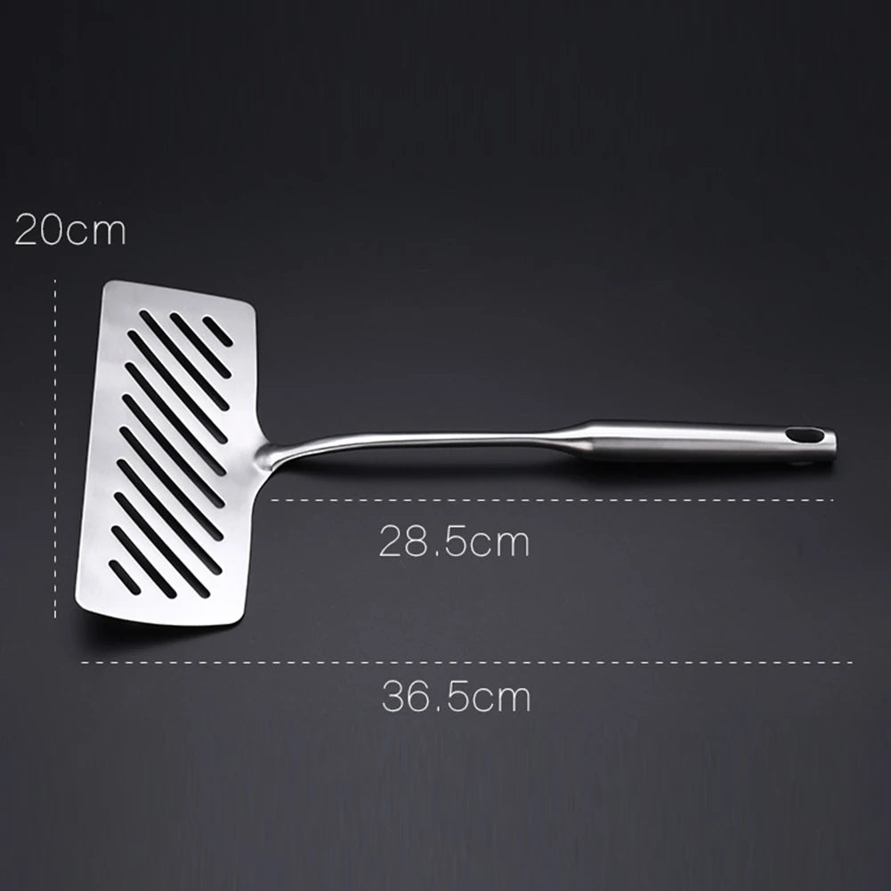 304 Stainless Steel Extra Wide Fish Spatulas Steak Shovel Fish Turner Slotted Beveled Kitchen Cooking Utensils