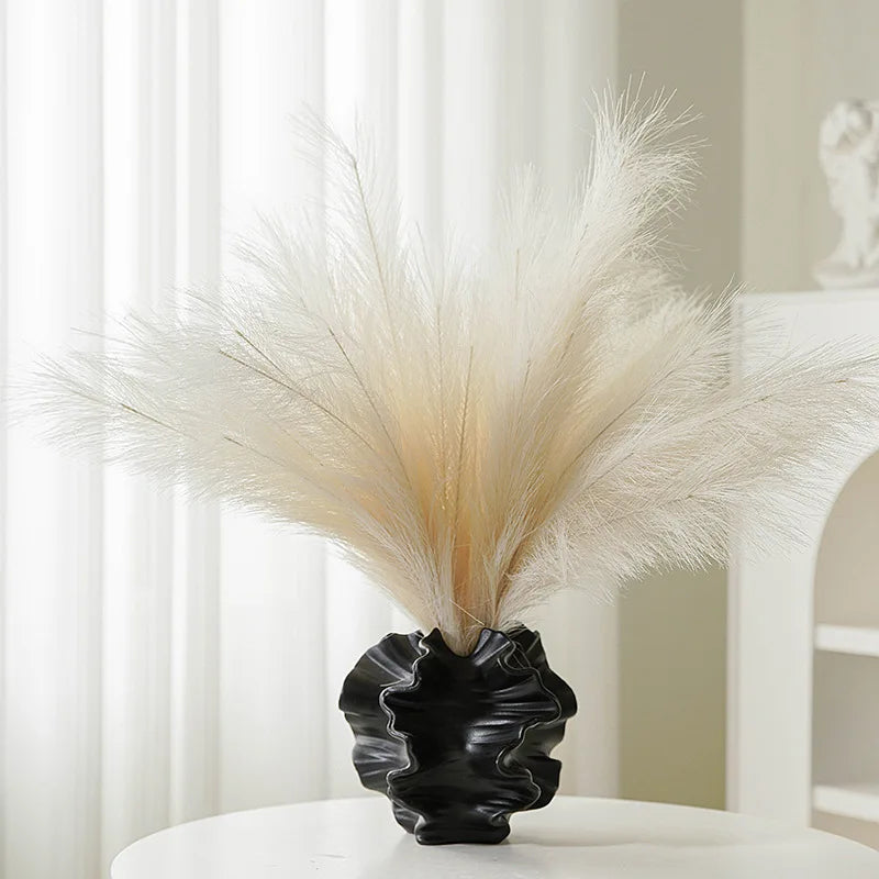 Ceramic Coral Vase Nordic Art Dry Flower Vase Pot Beige Matte Container for Flower Pampas Grass Living Room Tabletop Decoration
