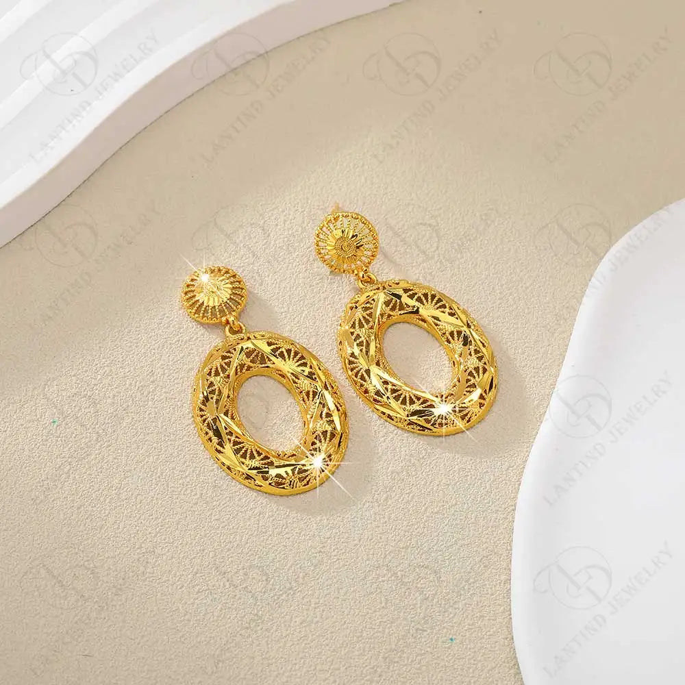 Be00059 Dubai Elegant Women's 24K Gold Plated Fashionable Earrings Luxury Women's Party Jewelry Boutique Earrings Ethiopian Wedding Earrings