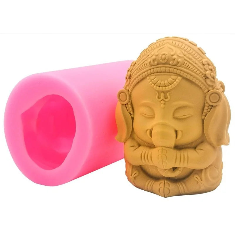1 Pcs 3D Ganesh Soap Candle Mold Mould Ganesha Silicone Mold For Candle Decorating Resin Epoxy Crafts Gyspum Statue Molds
