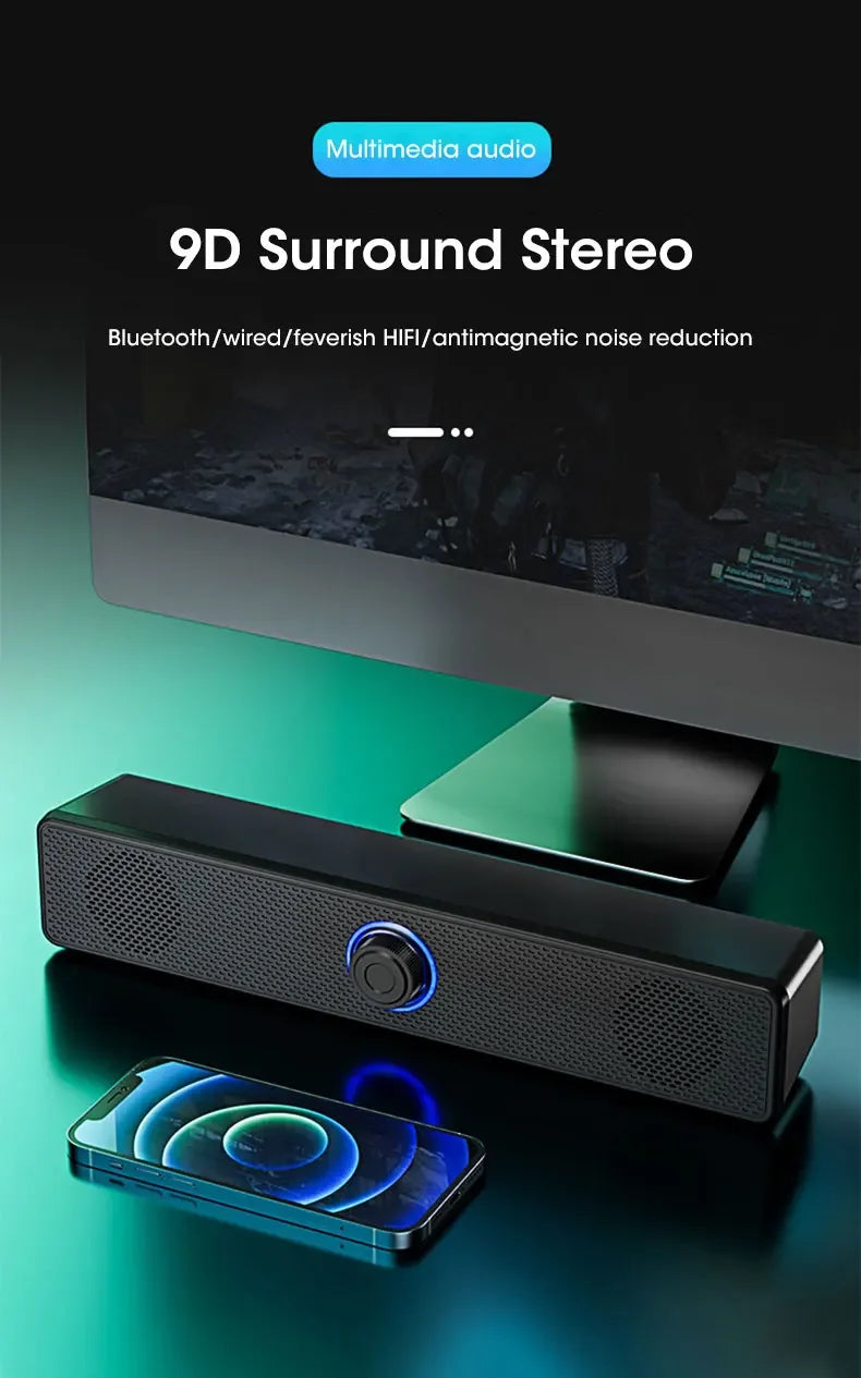 Bluetooth 4D Surround Sound System Home Cinema Computer Soundbar for TV Subwoofer Wired Stereo Powerful Speaker