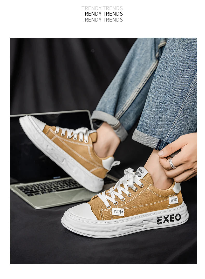 Casual Sneakers Sporty Design Trendy Flat Men's Canvas Shoes Breathable Low-Top Footwear Summer Winter Spring Autumn Wear