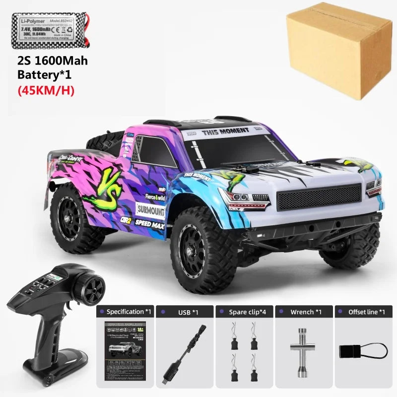 70KM/H Brushless RC Short Car 1/16 Brushless 4WD RC Short Course TruckIndependent SuspensionFull Ball Bearings Metal Driveshaft