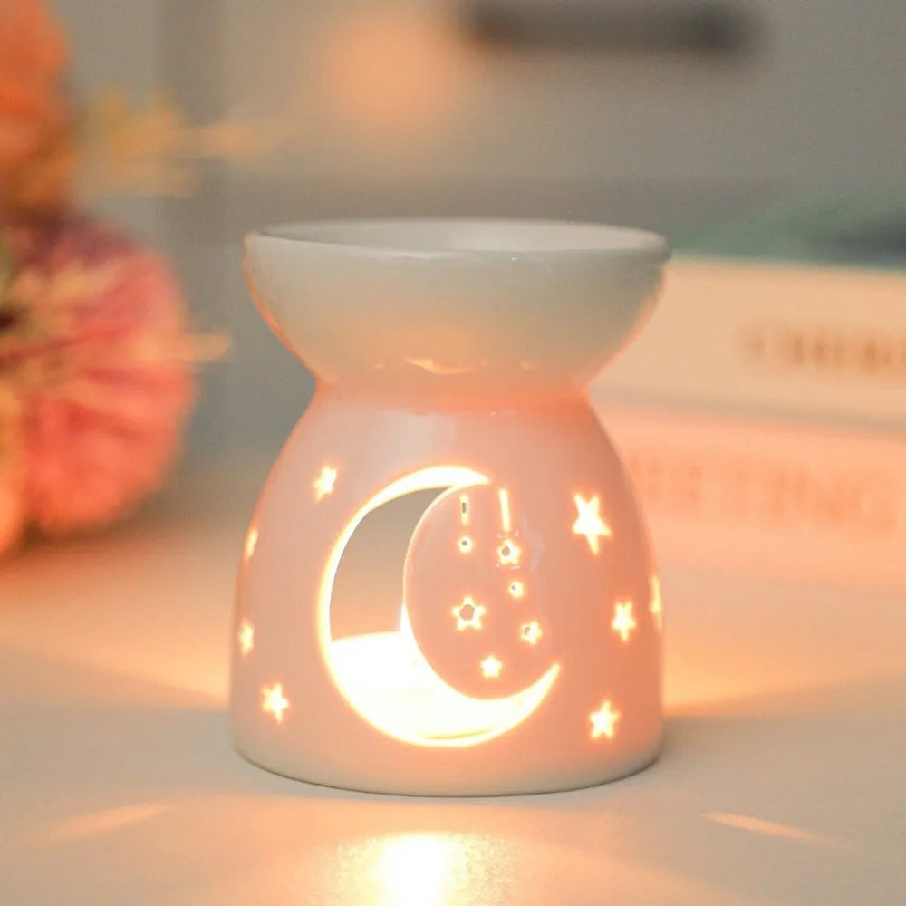 Ceramic Handicrafts Candle Holders Hollow Patterns Essential Oil Burners Candle Lamps Incense Lamps Home Living Room Decoration