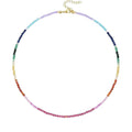 Boho Beaded Necklace for Women, 14K Gold Plated Pendant Rainbow Gemstone Choker Colorful Summer Beach Jewelry Gifts