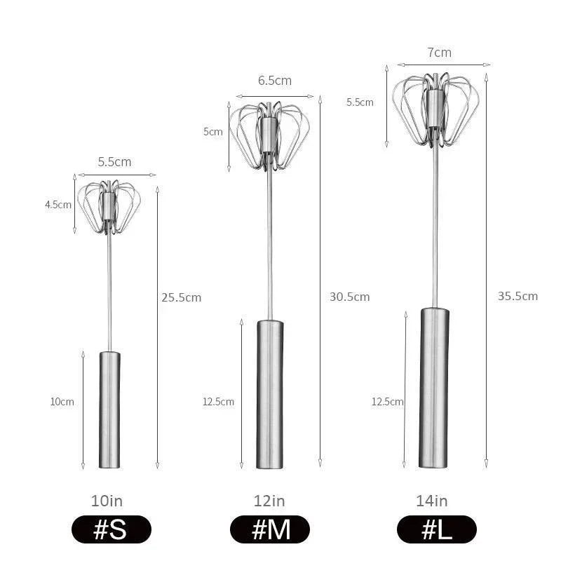 10/12/14inch Stainless Steel Semi Automatic Whisk Blender for Home -Versatile Tool for Egg Beater, Milk Frother, Hand Push Whisk
