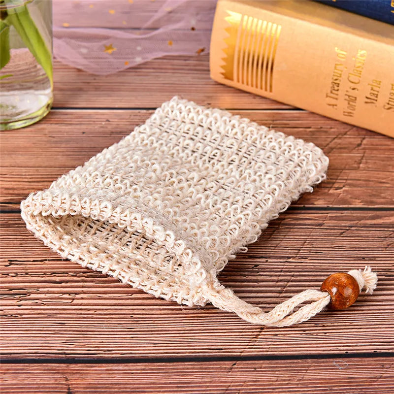 1PC New Natural Exfoliating Soap Bags Handmade Sisal Soap Bags Natural Mesh Soap Saver Pouch Holder Bath Soap Holder bathroom
