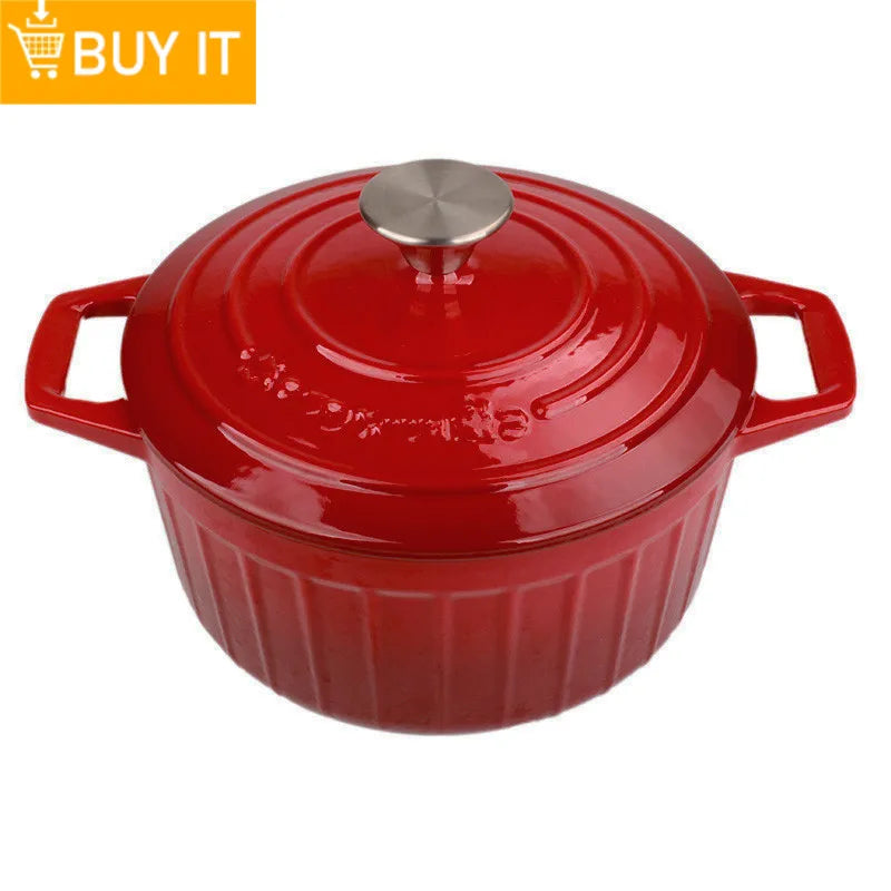 Enameled Cast Iron Frying Pan 20cm Dual Loop Handle Skillet Non Stick Grill Pan For Fried Steak For Oven Stovetop Induction