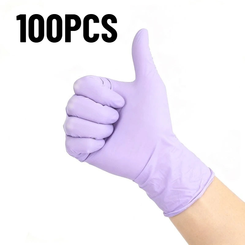 10-100PCS Disposable Light Purple Nitrile Gloves Latex Free Waterproof For Cleaning Hairdressing Dishwashing Tattoo Gloves