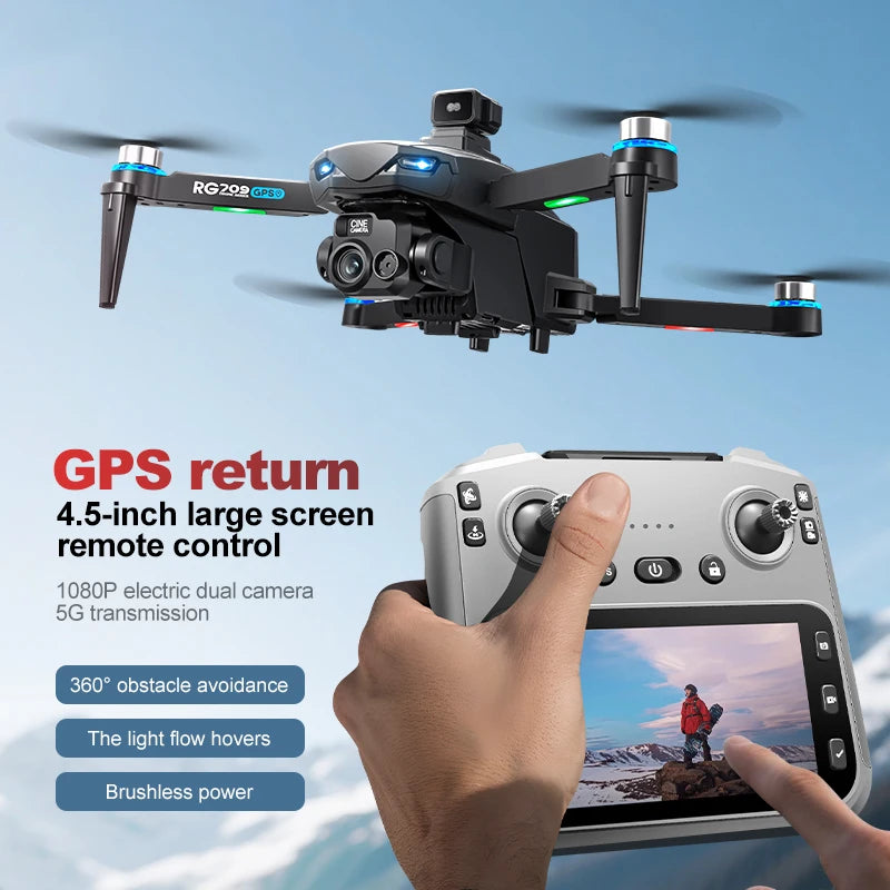 Drone Professional GPS 8K HD Dual Camera RC Drones with Screen 5G WIFI Image Transmission FPV Aerial UAV Obstacle Avoidance Dron