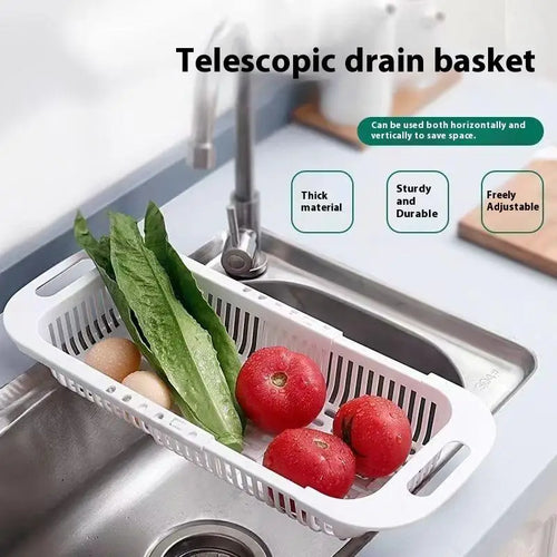 1Pc Retractable Sink Drain Rack Plastic Dish Chopsticks Rack Household Kitchen Vegetable Storage Rack Drain Basket