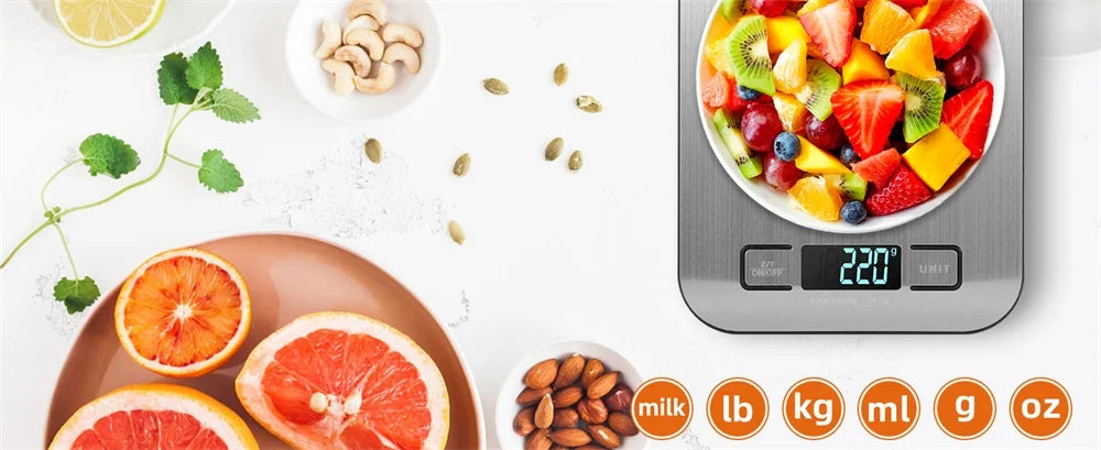 Digital Kitchen Scale LED Display 10kg/1g Stainless Steel Panel Electronic Scales Home Jewelry Food Snacks Weighing Baking Tools