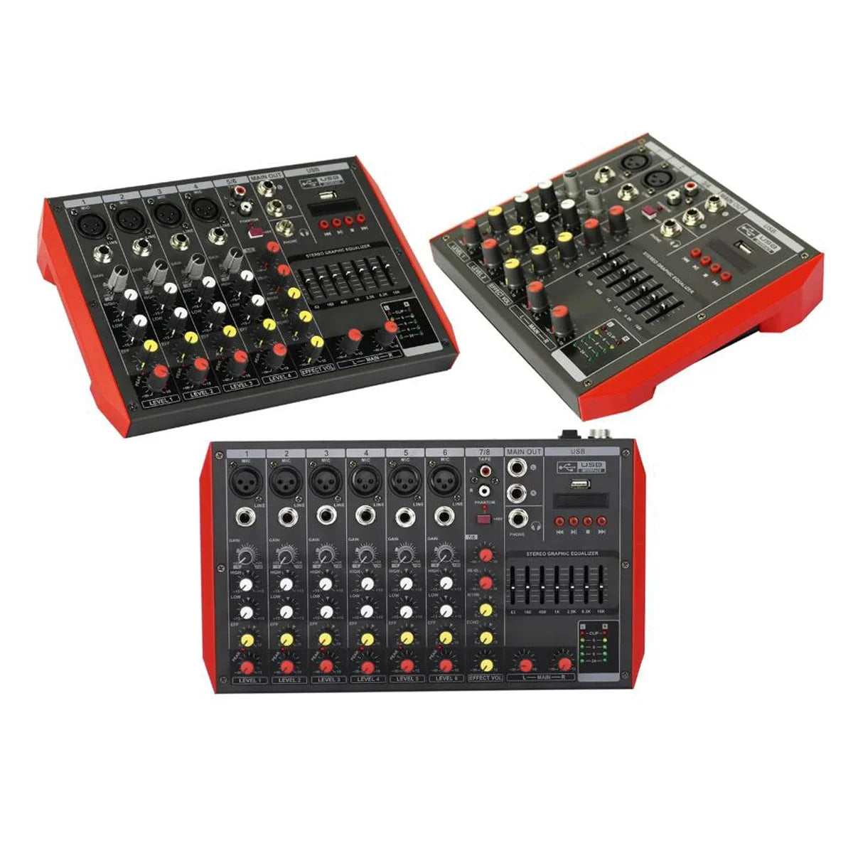 Factory Cost 8 Channel Bluetooth Stereo Mixer P800 Sound Mixing DJ Console 7-EQ XLR 48V Phantom 4 6 In-Put