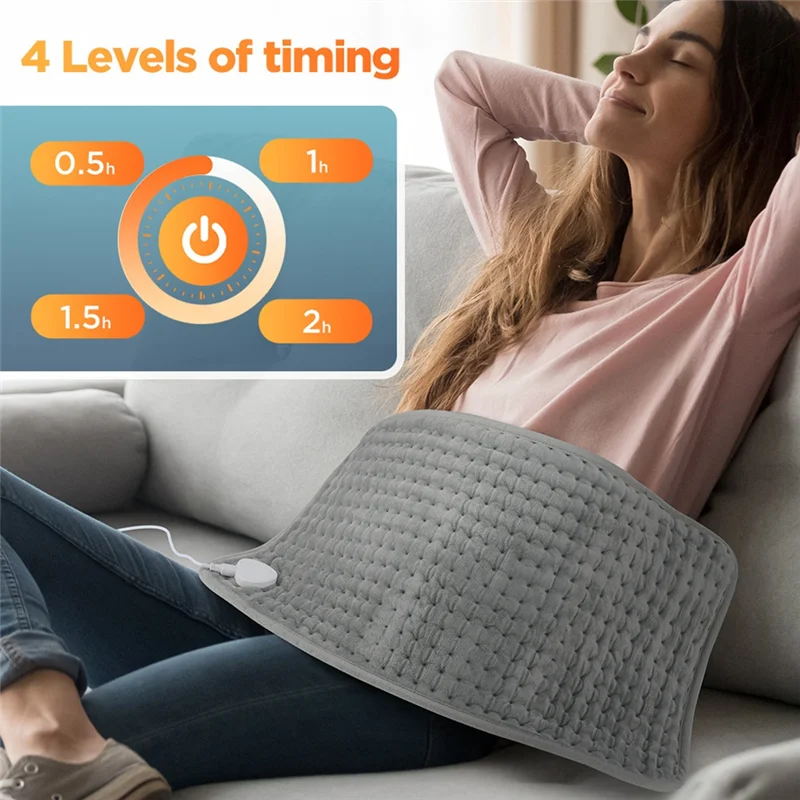 AA81-Heating Pad For Back Electric Heating Pad For Period Cramps Neck Shoulder Pain Relief 10Heating Levels 4Gears Timing EU Plu