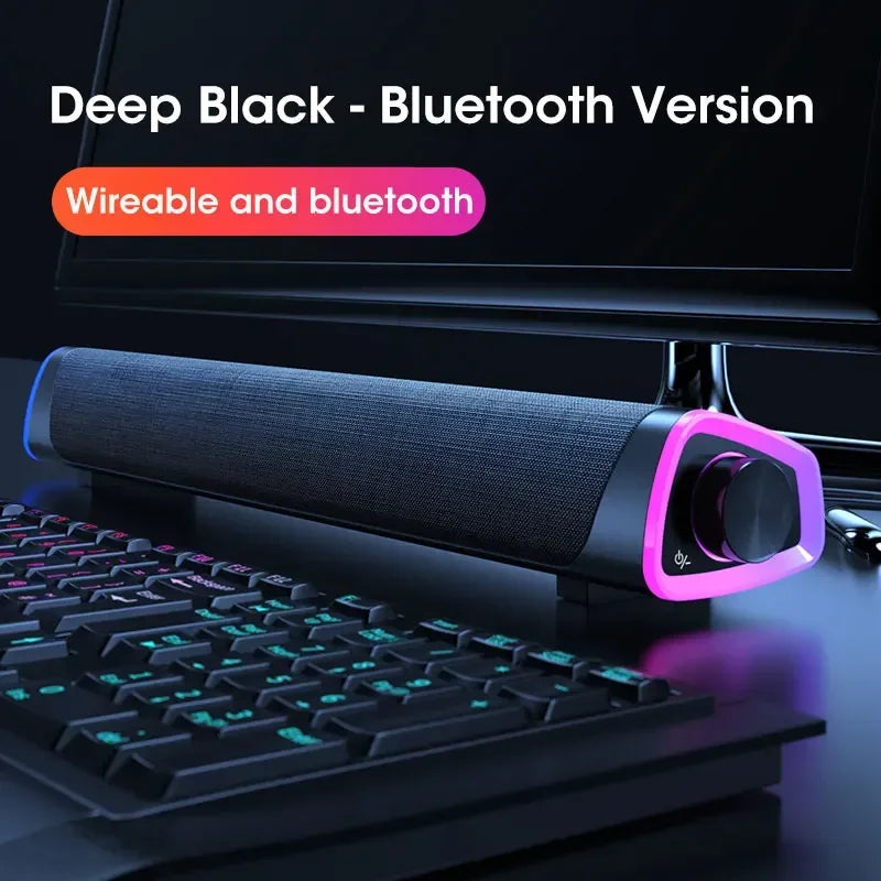 2.1 Channel Soundbar with Subwoofer, Bluetooth 5.0 Speaker System for TV/PC, USB Powered Stereo Bass HD Audio for Laptop/Macbook