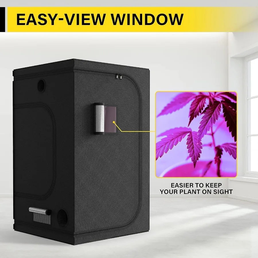 47 x 47 x 79 Hydroponic Water-Resistant Grow Tent for Plant Seedling with Observation Window Removable Floor Tray and Tool Bag