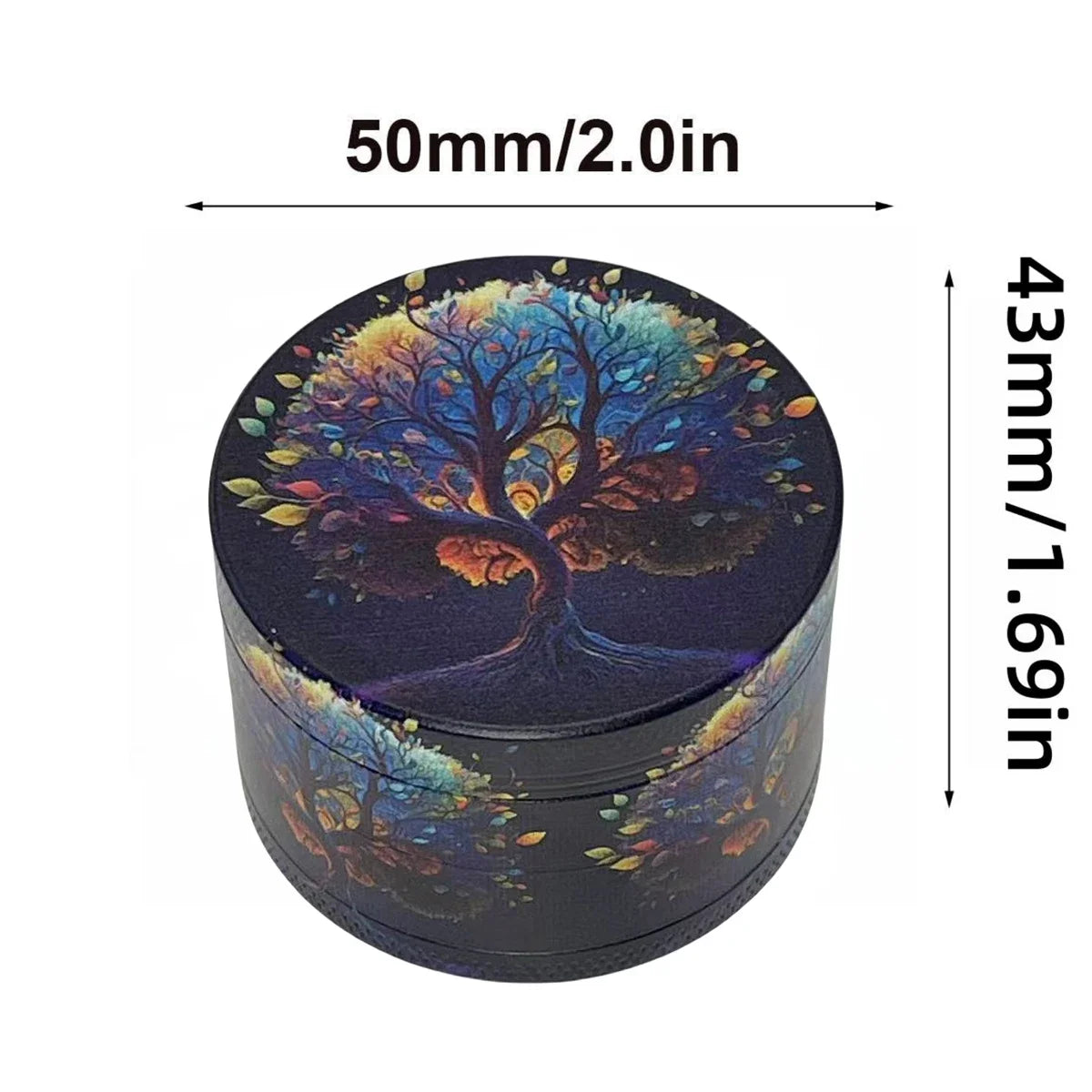 2inch Boho Tree Herb Grinder 4-Layers Metal Pepper Mortar Spice Mill Tobacco Grass Raw Grinder Smoking Accessories Kitchen Tool